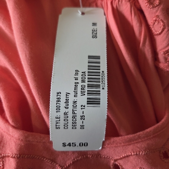 ⭐️Vera Moda Peach Embellished Relaxed Tank Top Size Med - Picture 5 of 8